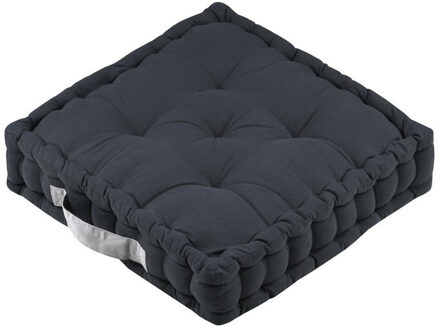 Textile Vloerkussen DUO - antraciet - katoen - 45 x 45 x 10 cm - vierkant - Extra dik