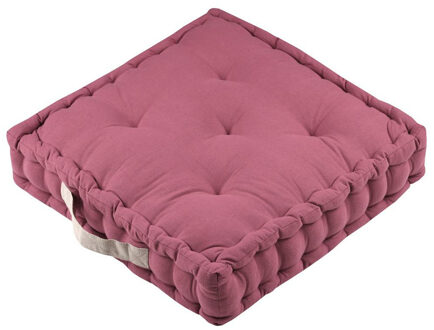 Textile Vloerkussen DUO - aubergine - katoen - 45 x 45 x 10 cm - vierkant - Extra dik