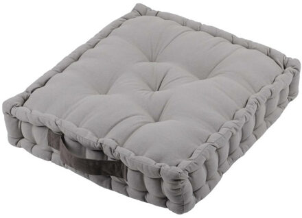 Textile Vloerkussen DUO - betongrijs - katoen - 45 x 45 x 10 cm - vierkant - Extra dik