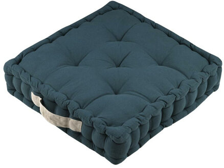 Textile Vloerkussen DUO - blauw - katoen - 45 x 45 x 10 cm - vierkant - Extra dik