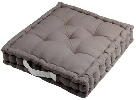 Textile Vloerkussen DUO - grijs - katoen - 45 x 45 x 10 cm - vierkant - Extra dik