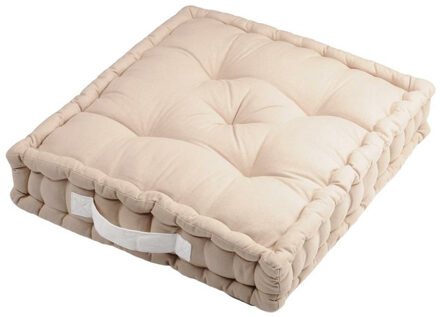 Textile Vloerkussen DUO - lichtbeige - katoen - 45 x 45 x 10 cm - vierkant - Extra dik