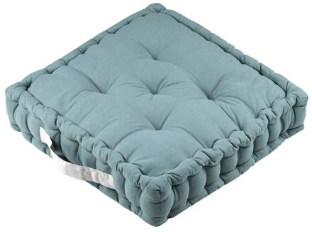 Textile Vloerkussen DUO - lichtblauw - katoen - 45 x 45 x 10 cm - vierkant - Extra dik