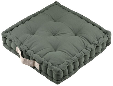 Textile Vloerkussen DUO - olijfgroen - katoen - 45 x 45 x 10 cm - vierkant - Extra dik