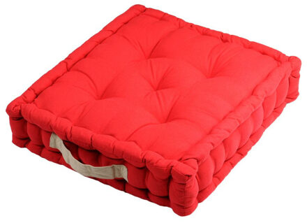 Textile Vloerkussen DUO - rood - katoen - 45 x 45 x 10 cm - vierkant - Extra dik