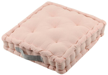Textile Vloerkussen DUO - roze - katoen - 45 x 45 x 10 cm - vierkant - Extra dik