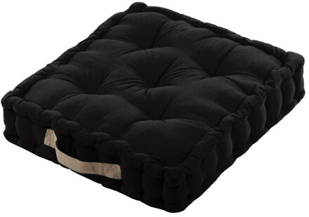Textile Vloerkussen DUO - zwart - katoen - 45 x 45 x 10 cm - vierkant - Extra dik