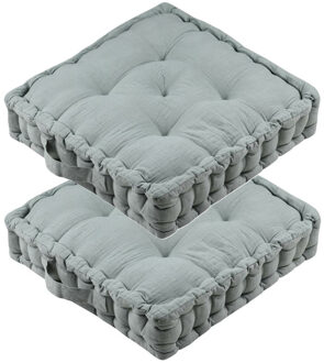 Textile Vloerkussen Maxime - 2x - lichtgroen - katoen - 45 x 45 x 10 cm - vierkant - Extra dik