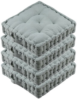 Textile Vloerkussen Maxime - 4x - lichtgroen - katoen - 45 x 45 x 10 cm - vierkant - Extra dik