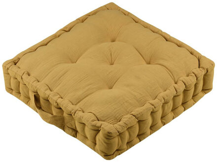 Textile Vloerkussen Maxime - okergeel - katoen - 45 x 45 x 10 cm - vierkant - Extra dik