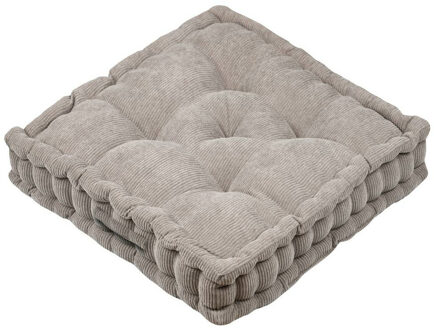 Textile Vloerkussen Ribcord - taupe - polyester - 45 x 45 x 10 cm - vierkant - Extra dik