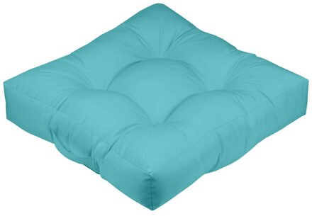 Textile Vloerkussen XXL - aqua blauw - polyester - 60 x 60 x 12 cm - vierkant - Extra dik en gr