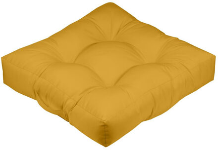Textile Vloerkussen XXL - okergeel - polyester - 60 x 60 x 12 cm - vierkant - Extra dik en gr