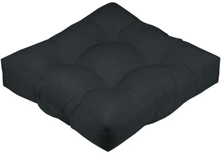 Textile Vloerkussen XXL - zwart - polyester - 60 x 60 x 12 cm - vierkant - Extra dik en groot