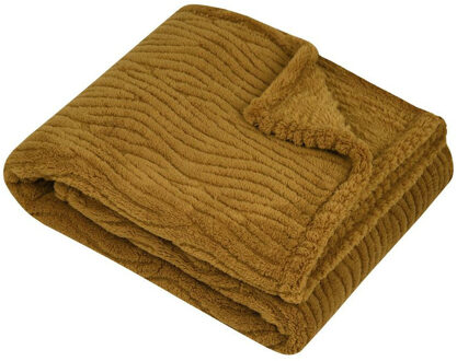 Textiles Plaid/bankdeken/bedsprei Columbia - camel - 130 x 160 cm - 1 persoons