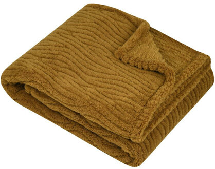 Textiles Plaid/bankdeken/bedsprei Columbia - camel - 180 x 220 cm - 2 persoons