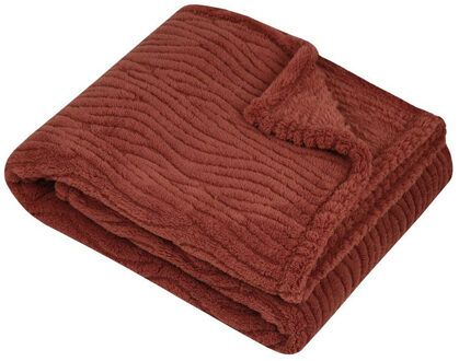 Textiles Plaid/bankdeken/bedsprei Columbia - steenrood - 130 x 160 cm - 1 persoons