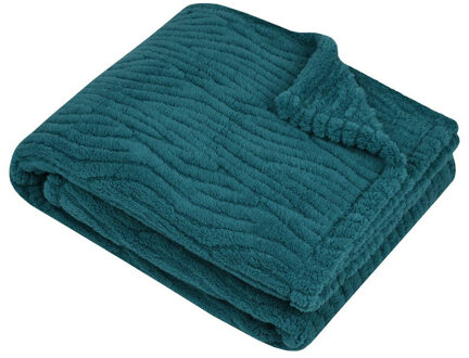 Textiles Plaid/bankdeken/bedsprei Columbia - zeeblauw - 180 x 220 cm - 2 persoons