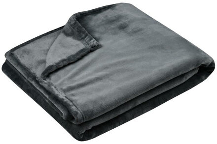 Textiles Plaid/bankdeken Maribelle - antraciet - 130 x 160 cm - polyester fleece - 1 persoons