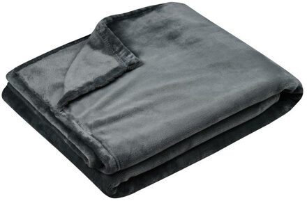Textiles Plaid/bankdeken Maribelle - antraciet - 180 x 220 cm - polyester fleece - 2 persoons