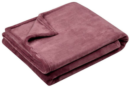 Textiles Plaid/bankdeken Maribelle - aubergine - 130 x 160 cm - polyester fleece - 1 persoon