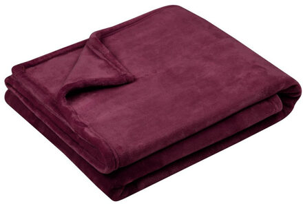 Textiles Plaid/bankdeken Maribelle - bordeaux - 130 x 160 cm - polyester fleece - 1 persoon