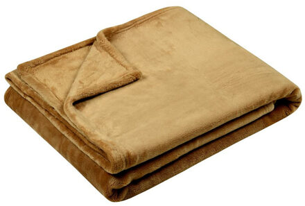 Textiles Plaid/bankdeken Maribelle - camel bruin - 130 x 160 cm - polyester fleece - 1 persoon