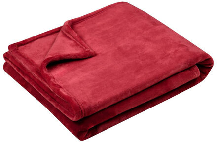 Textiles Plaid/bankdeken Maribelle - diep rood - 180 x 220 cm - polyester fleece - 2 persoons