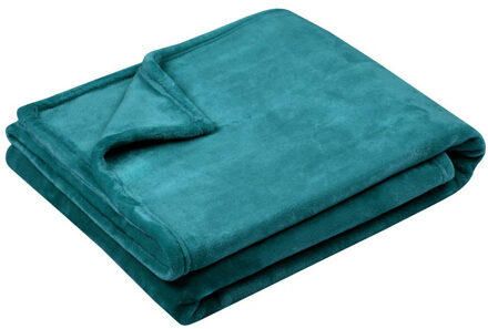 Textiles Plaid/bankdeken Maribelle - emerald groen - 130 x 160 cm - polyester fleece - 1 persoo