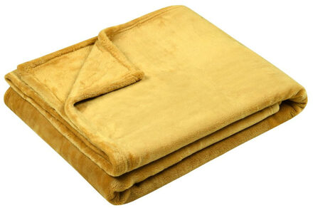 Textiles Plaid/bankdeken Maribelle - geel - 130 x 160 cm - polyester fleece - 1 persoons