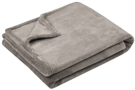 Textiles Plaid/Bankdeken Maribelle - lichtgrijs - 130 x 160 cm - polyester fleece - 1 persoons