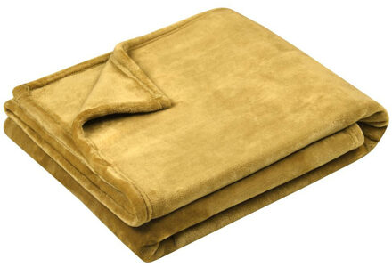 Textiles Plaid/bankdeken Maribelle - okergeel - 130 x 160 cm - polyester fleece - 1 persoon