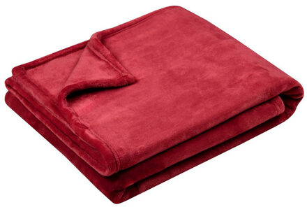 Textiles Plaid/bankdeken Maribelle - rood - 130 x 160 cm - polyester fleece - 1 persoons