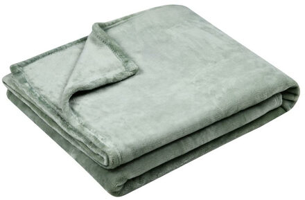 Textiles Plaid/bankdeken Maribelle - salie groen - 130 x 160 cm - polyester fleece - 1 persoon