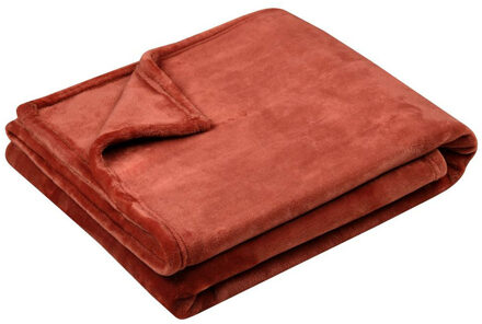 Textiles Plaid/bankdeken Maribelle - terracotta - 130 x 160 cm - polyester fleece - 1 persoon