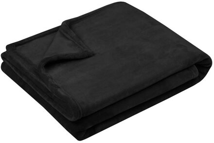 Textiles Plaid/bankdeken Maribelle - zwart - 180 x 220 cm - polyester fleece - 2 persoons