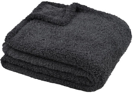 Textiles Plaid/bankdeken Montreal - antraciet - 180 x 220 cm - polyester - 2 persoons