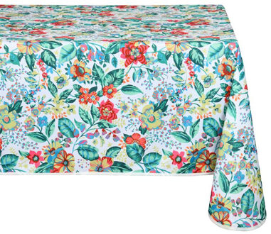 Textiles Tafelkleed - 145 x 240 cm - bloemen print - Eettafel tafellakens - polyester Multi pasel