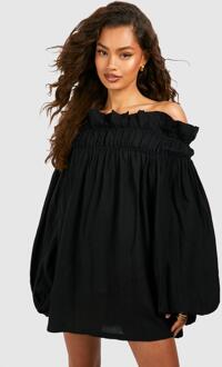 Textured Bandeau Mini Dress, Black - 8