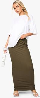 Textured Column Maxi Rok, Khaki - 36