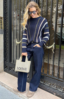 Textured Knitted Striped Trui Multi