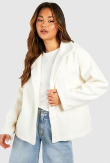 Textured Wool Look Button Detail Jacket, Off White - 10