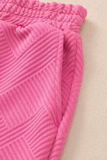 Textuurgebreide Broek Geometrisch Ontwerp Roze