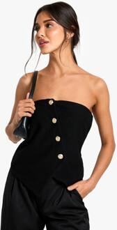 Textuurrijk Bandeaugilet Met Knoopsluiting, Black - 42