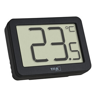 TFA Binnen Thermometer - digitaal - kunststof - zwart - 6 x 2 x 4 cm