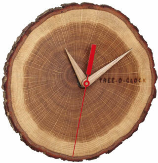TFA-Dostmann Boomschijf/boomstam wandklok - bruin naturel - D18 cm - geolied eikenhout - muur klok - rond