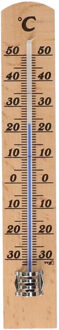 TFA-Dostmann TFA Binnen Thermometer - analoog - berkenhout - naturel - 21 x 4 cm - binnen