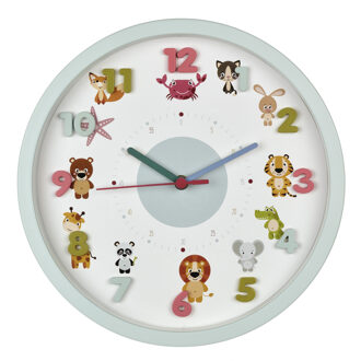 TFA-Dostmann TFA Kinderkamer wandklok - dieren - lichtblauw - D30 cm - kunststof - rond
