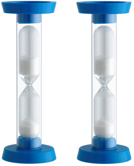 TFA-Dostmann TFA Zandloper timer/wekker - 2x - 3 min - kunststof - blauw - 9 cm - spelletjes/tanden poetsen