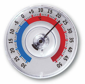 TFA Raam Thermometer - analoog - kunststof - transparant - 8 x 8 cm - binnen en buiten